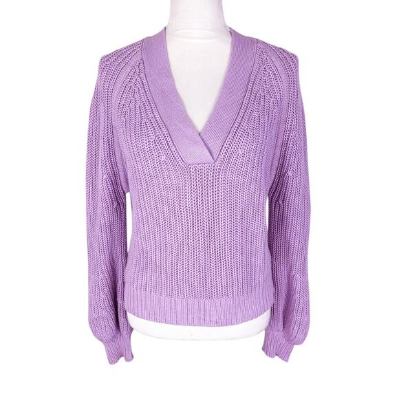 Apiece Apart Astro V-Neck Chunky Knit Sweater Lavender Cotton Cashmere Size XS - Picture 4 of 9
